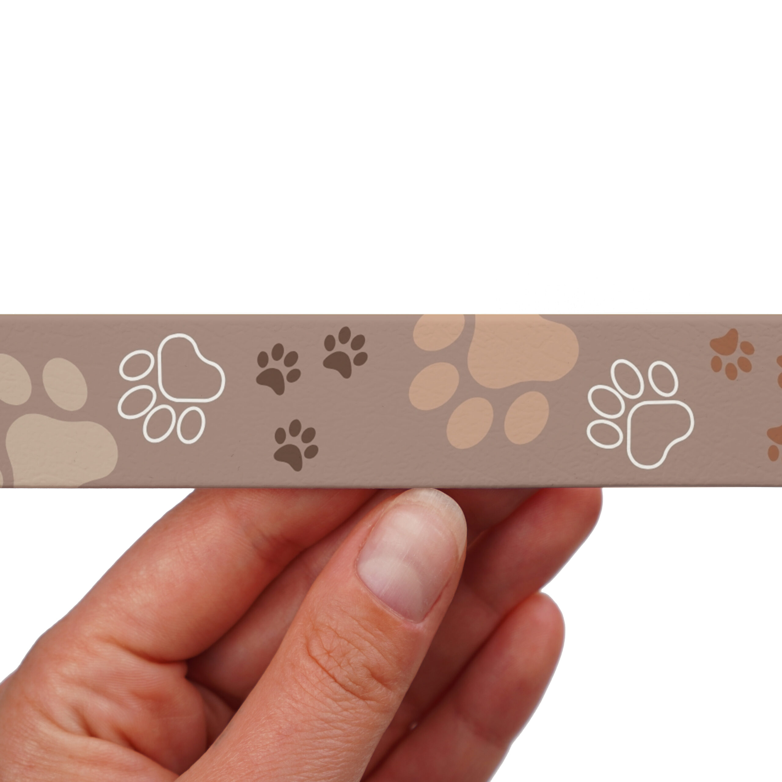 Printed BioThane webbing – Paws Beige design